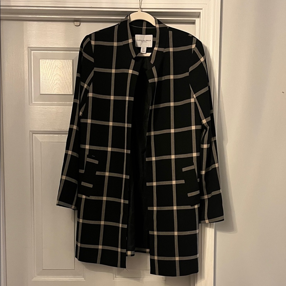 Carolina Belle Black and Cream Plaid Blazer